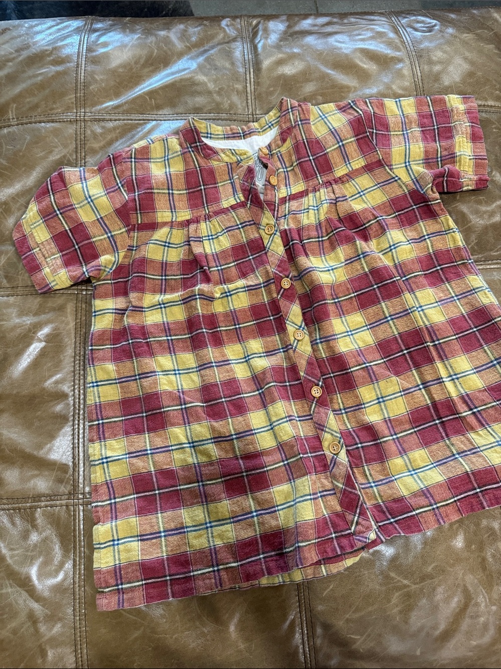 Ace & Jig Yellow and Red Plaid Button-Front Blouse Medium